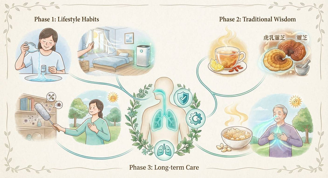 鼻敏感解決方法｜可以斷尾嗎？從生活習慣到虎乳靈芝，建立日常呼吸道保養(示意圖)