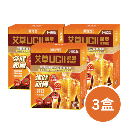 健之堂 艾草UCII熱灸止痛貼 10片裝3盒