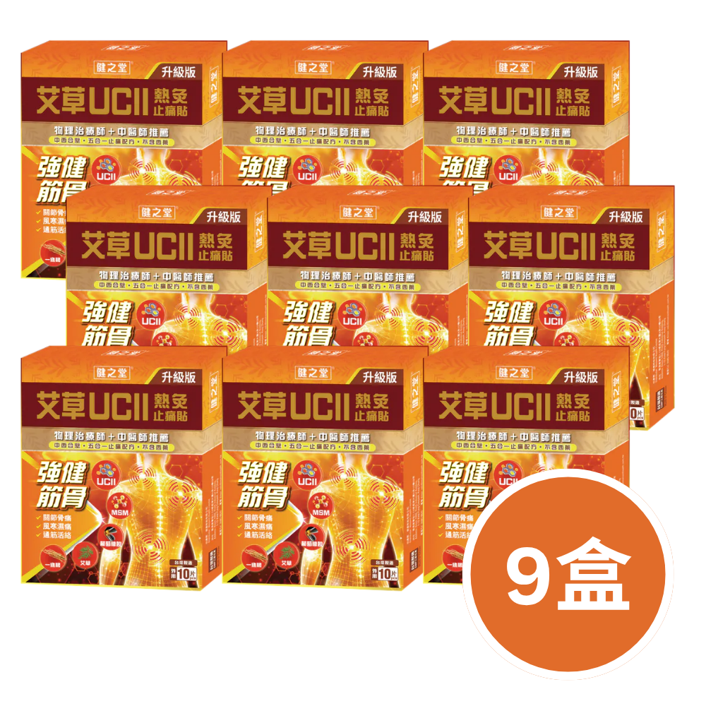 健之堂 艾草UCII熱灸止痛貼 10片裝9盒