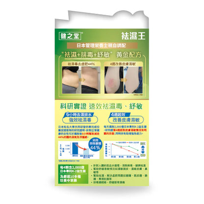 健之堂 祛濕王 60粒 (1個月份) 擊退4大濕症 【6小時去濕丸 健脾消水】-背面說明