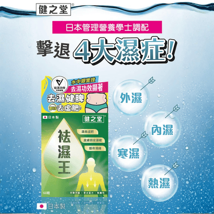 健之堂 祛濕王 60粒 (1個月份) 擊退4大濕症 【6小時去濕丸 健脾消水】-宣傳圖