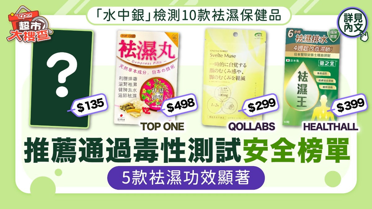 祛濕食品2025︱「水中銀」檢測10款袪濕保健品　5款通過毒性測試袪濕功效顯著　推薦安全榜單