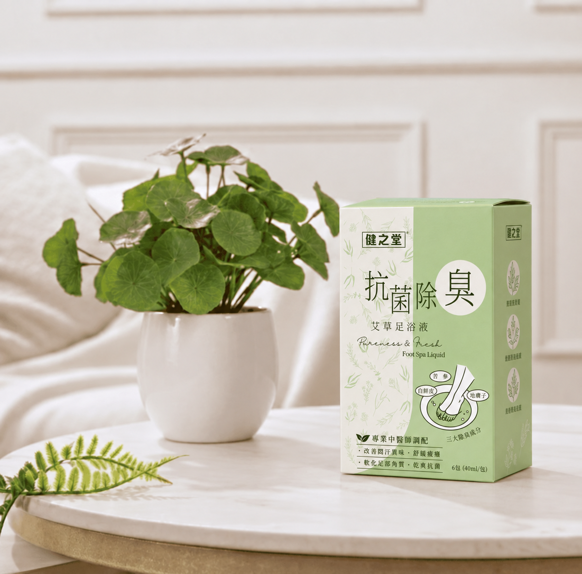 Jian Zhi Tang Mugwort Foot Soak Liquid - Antibacterial and Deodorizing - 1 Box of 6 Sachets | Soothes Itching | Formulated by Chinese Medicine Practitioners | No Boiling Required | Ready to Use